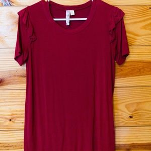 Red Ruffle Shoulder Top